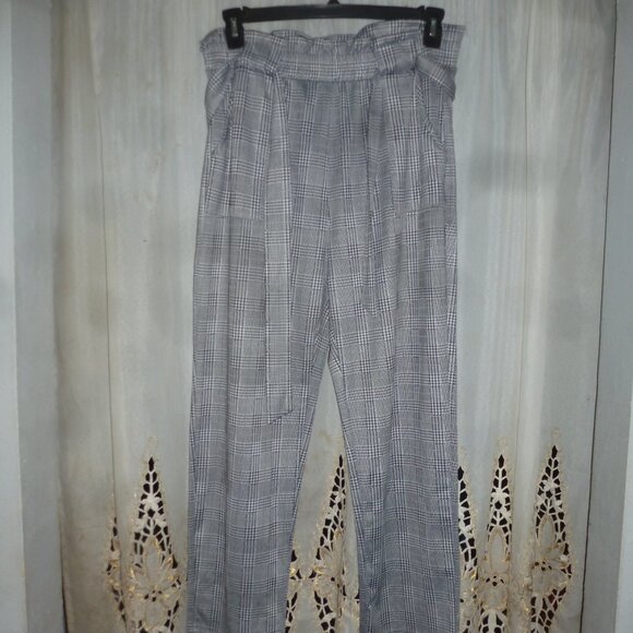 KANCY KOLE High Waist Paper Bag w/Pockets &Tie, Stretch Cropped Trousers  Sz 2XL - Picture 3 of 13